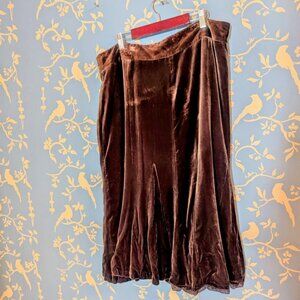 Ann Taylor Loft Brown Silk-Rayon Velvet Skirt